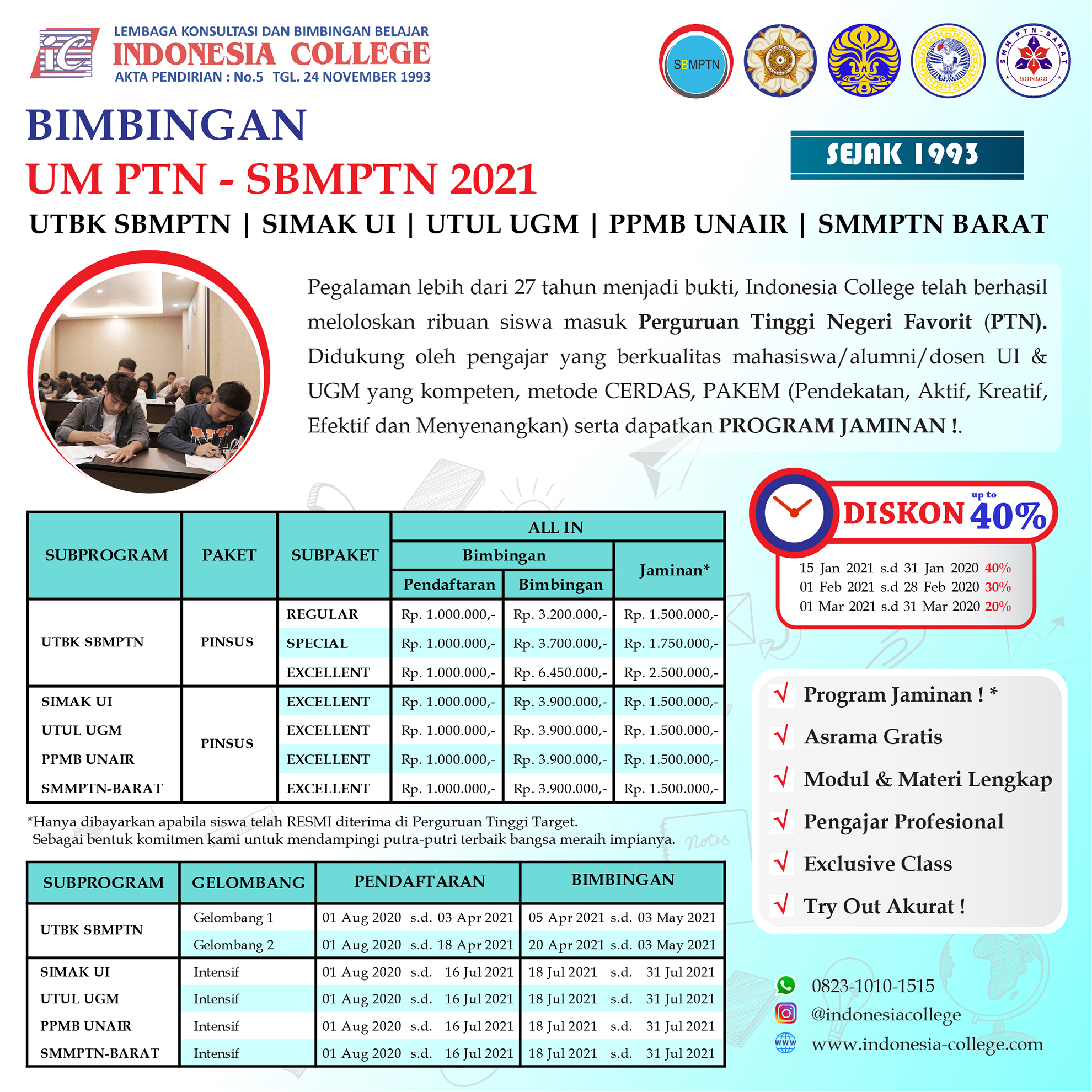Biaya | LKBB Indonesia college