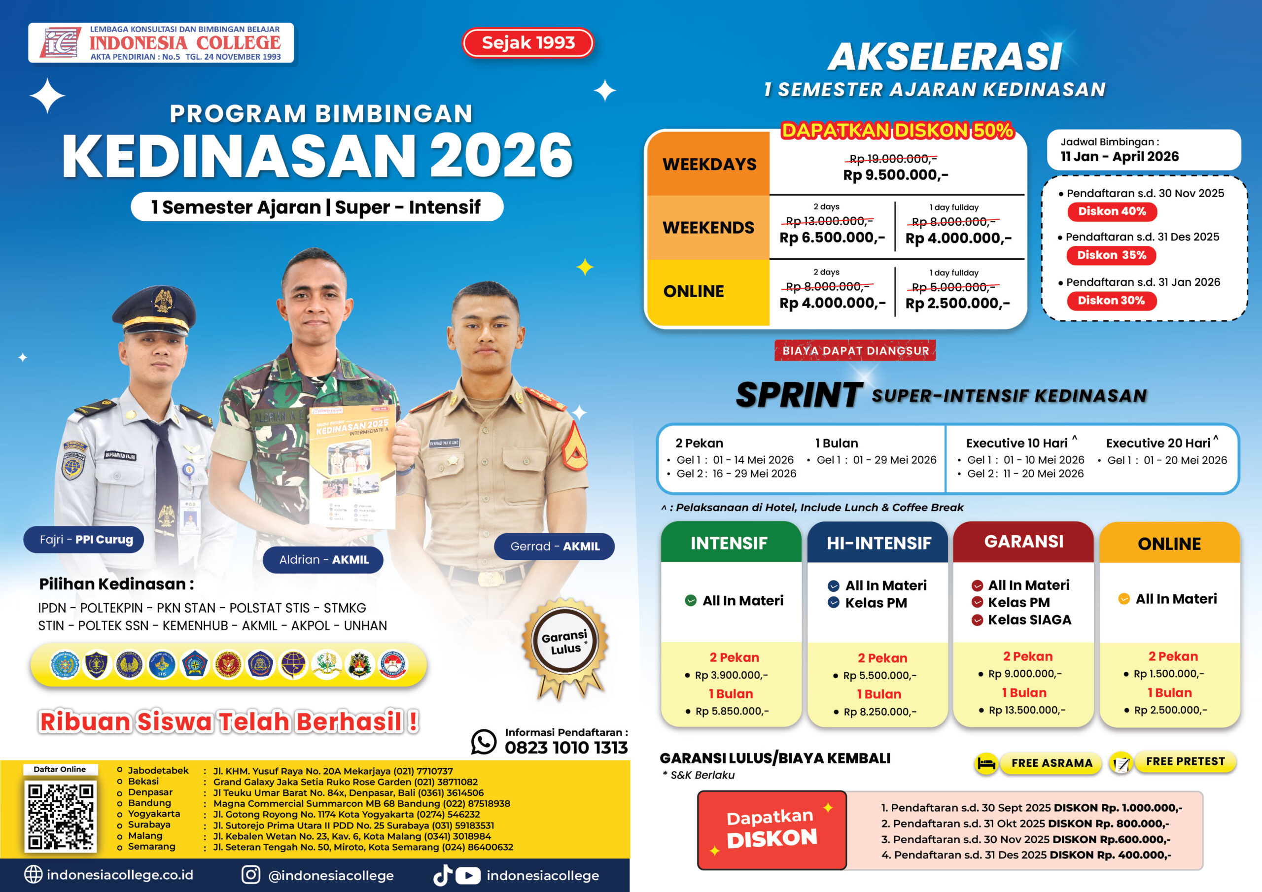 Brosur Bimbel Kedinasan Akselerasi & Super Intensif 2026
