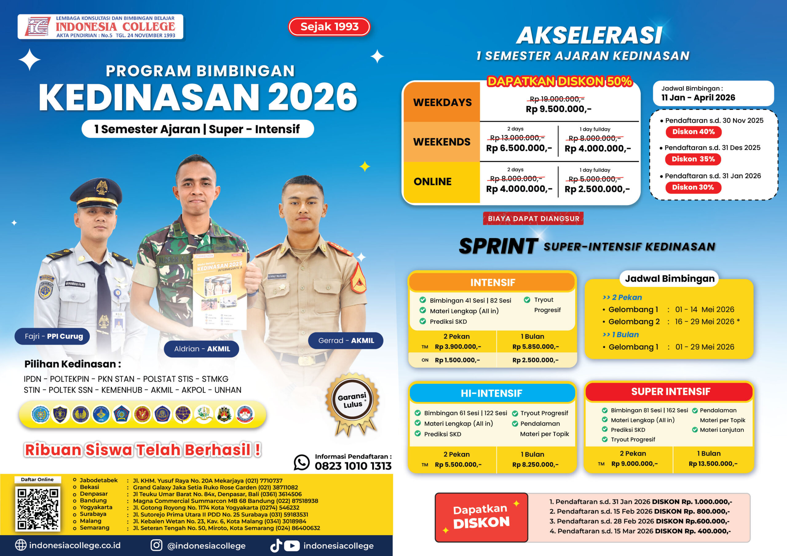 Brosur Bimbel Kedinasan Akselerasi & Super Intensif 2026