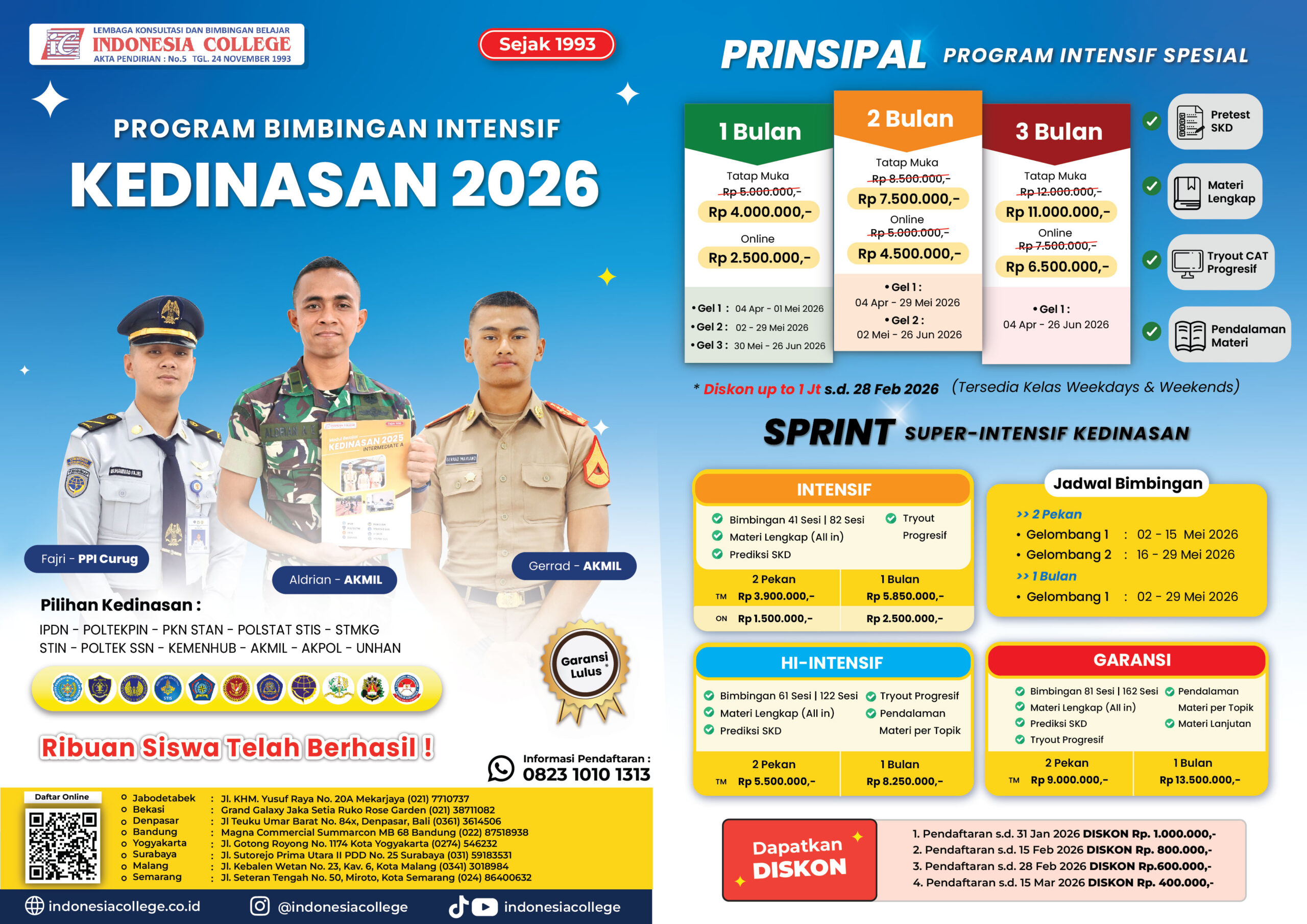 Brosur Bimbel Kedinasan 2026 -  PRINSIPAL & SPRINT