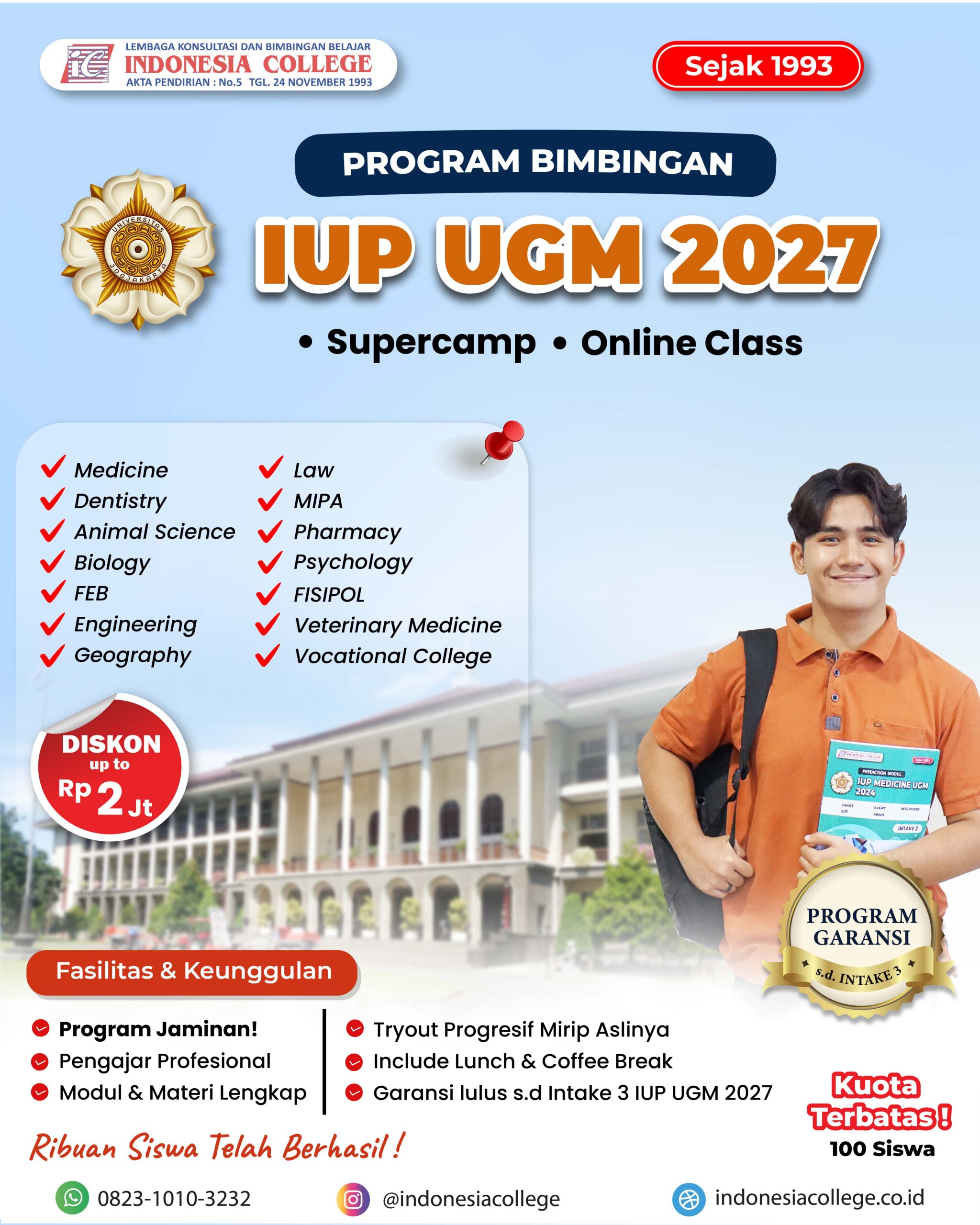 Bimbel IUP Economics UGM di Indonesia College untuk persiapan IUP FEB UGM