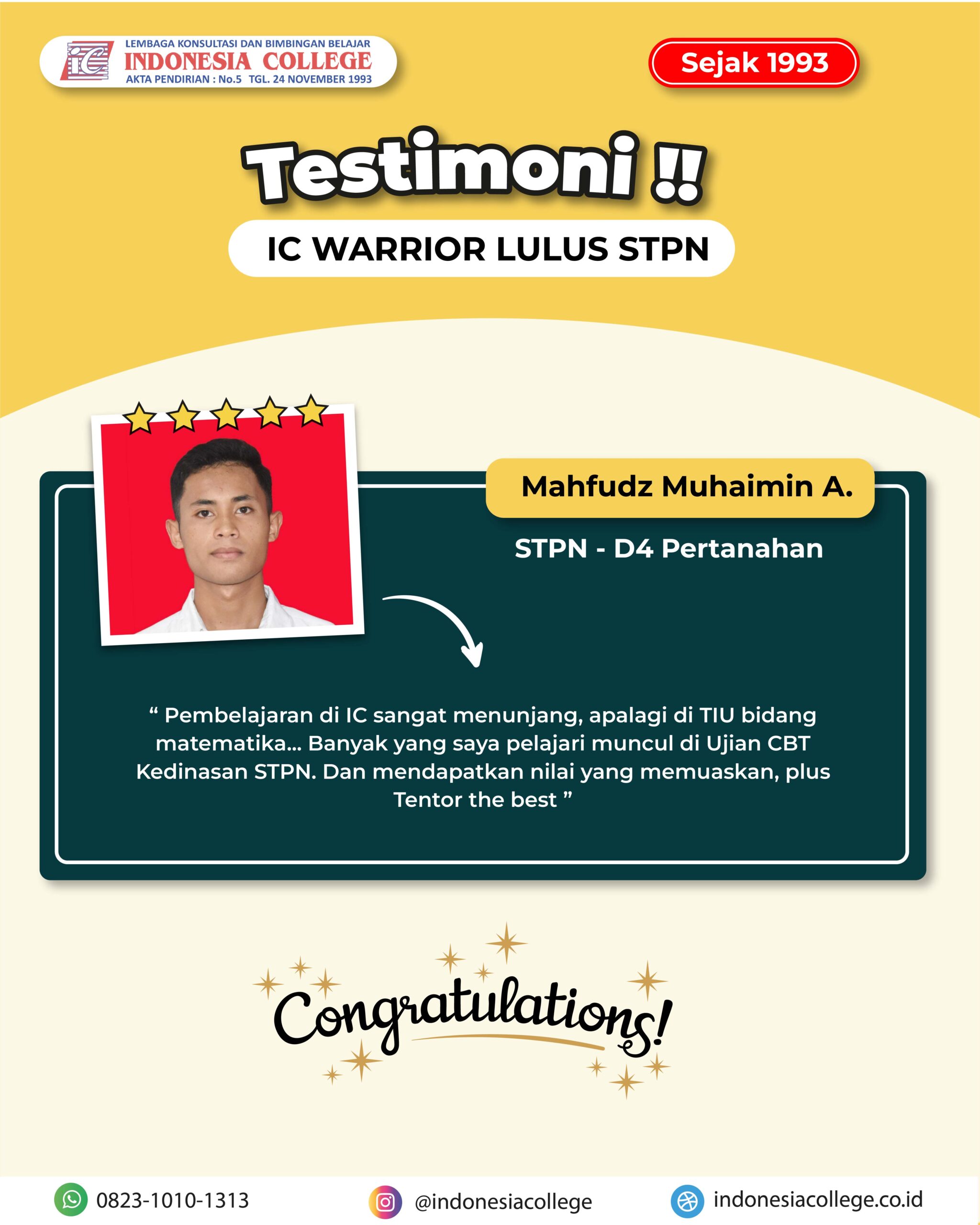 Testimoni Bimbel STPN 2027 Terbaik No 1 di Indonesia