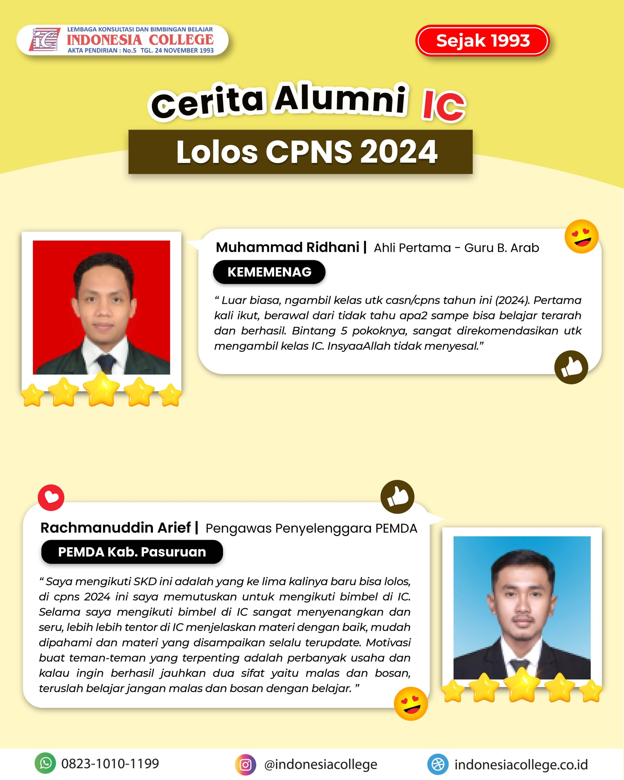 Testimoni Bimbel CPNS untuk persiapan SKD CAT dan latihan soal CPNS