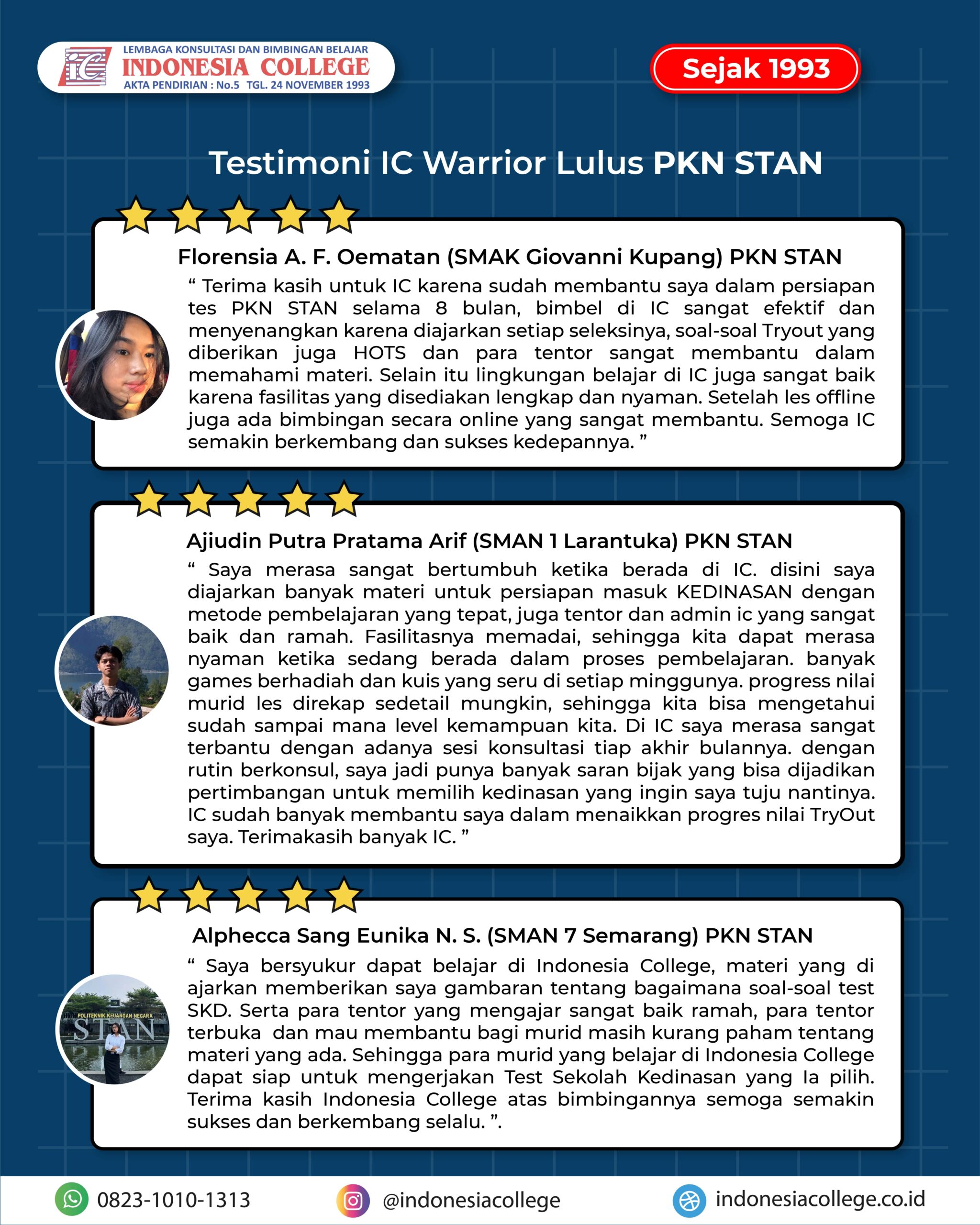 Testimoni Bimbel PKN STAN Indonesia College