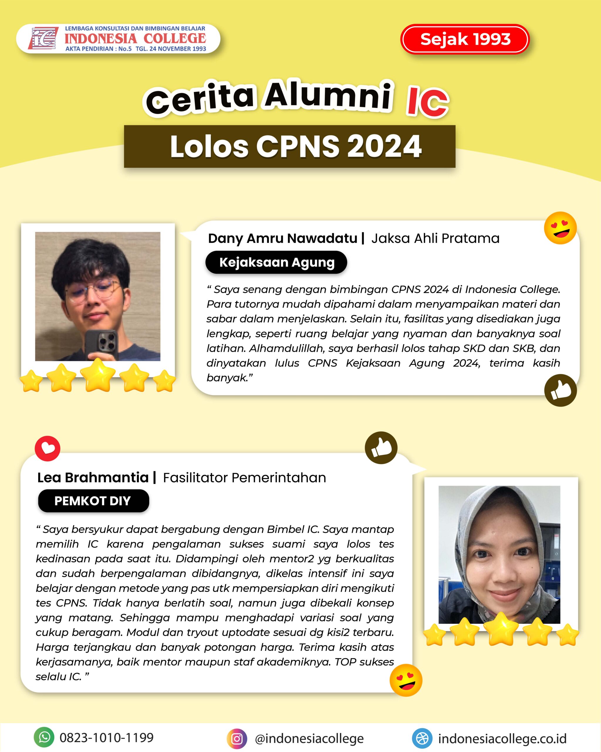 Testimoni Bimbel CPNS untuk persiapan SKD CAT dan latihan soal CPNS