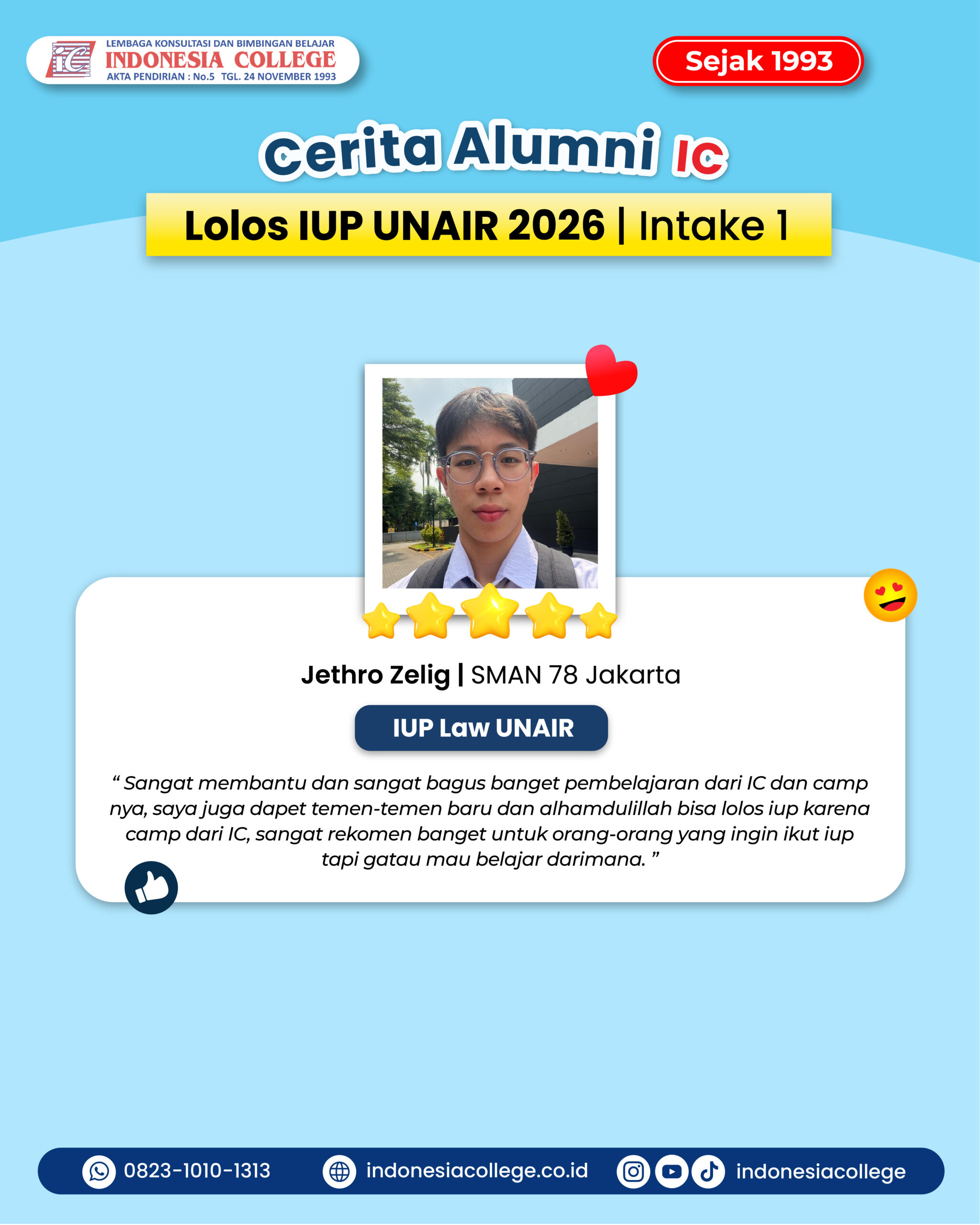 Testimoni Bimbel IUP UNAIR untuk persiapan kelas internasional Universitas Airlangga