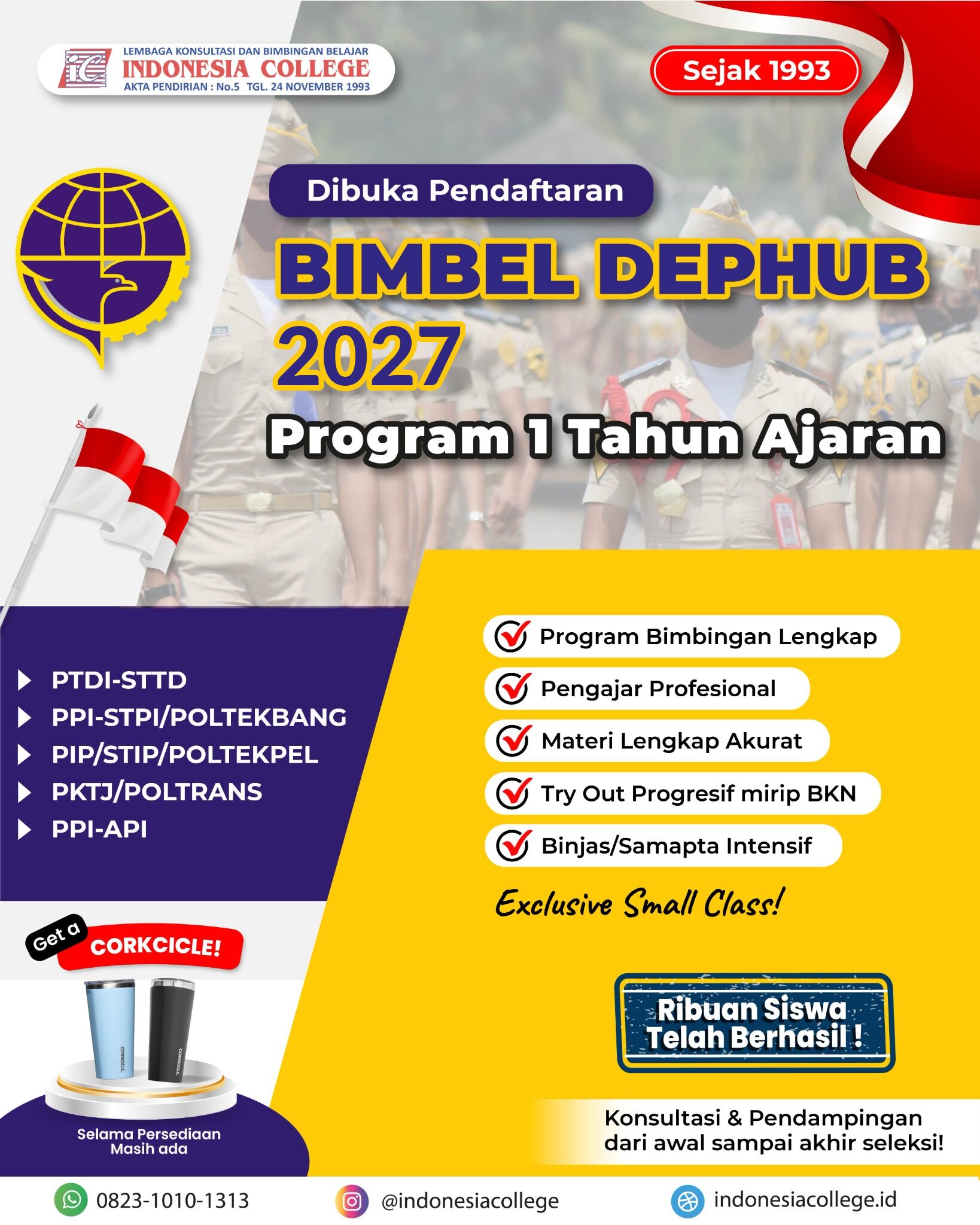 Bimbel DEPHUB STTD, STPI, STIP, ATKP, PKTJ 2027 Terbaik No 1 di Indonesia by Indonesia College