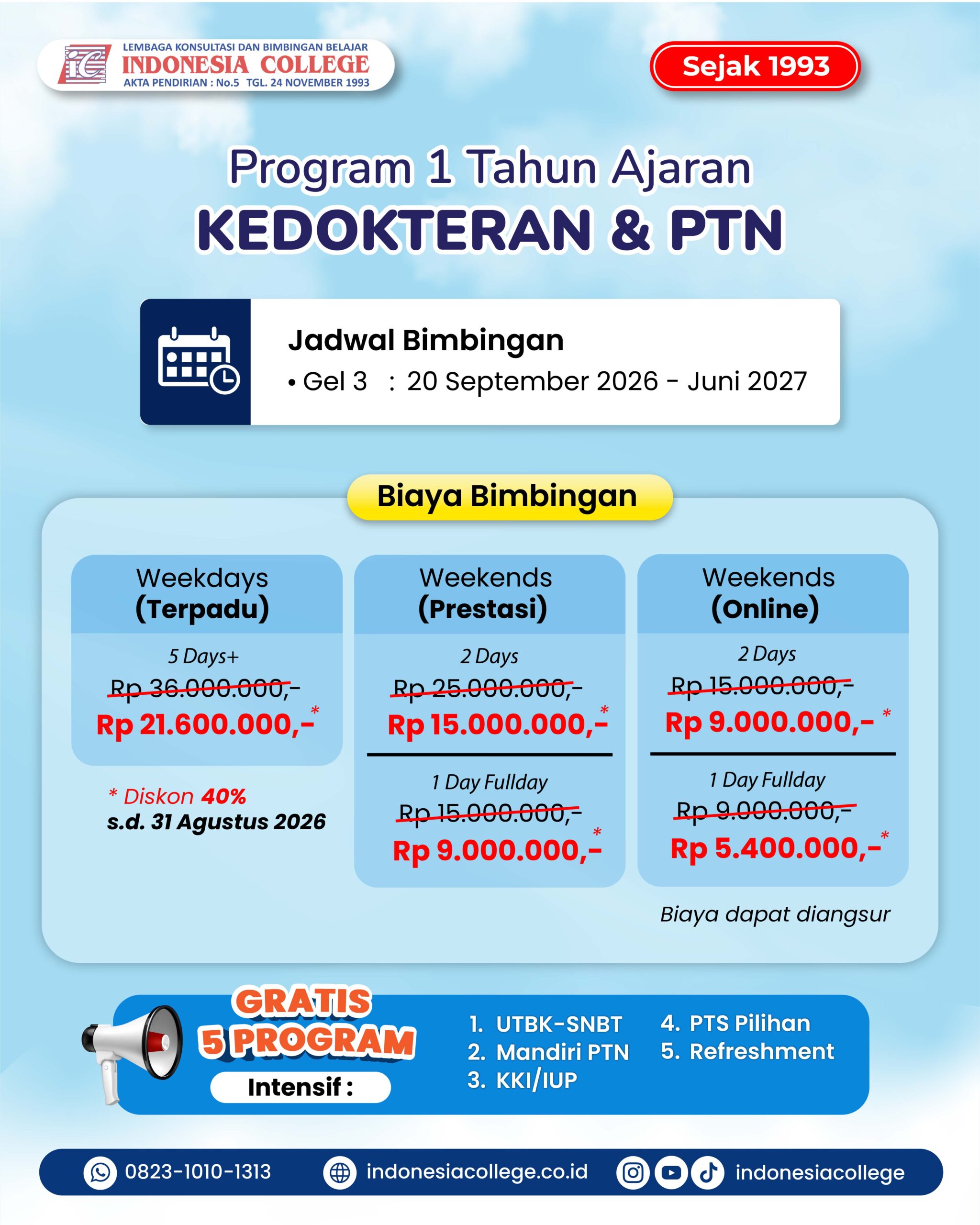 Bimbel Kedinasan 2027 - 1 tahun ajaran